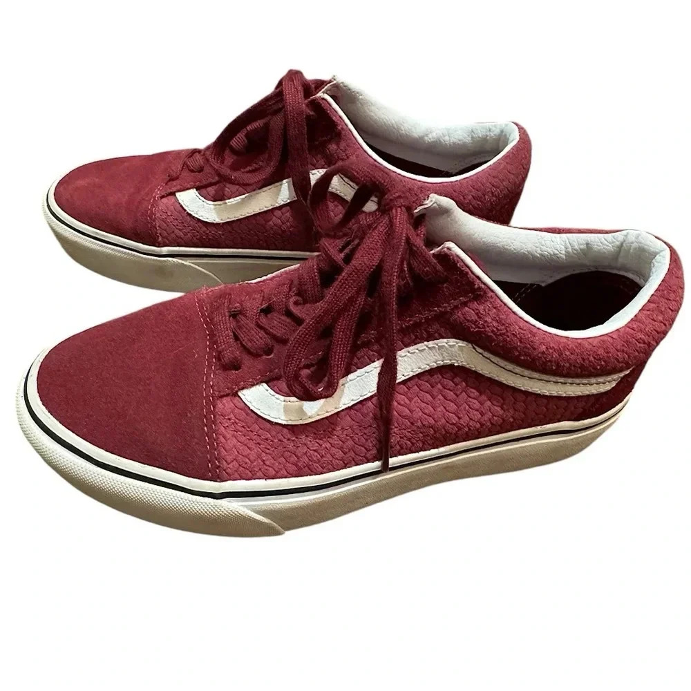 Vans Suede Old School Sneakers Dark Red Wine With Matching Laces SZ 7.5 WMN/6 MN
